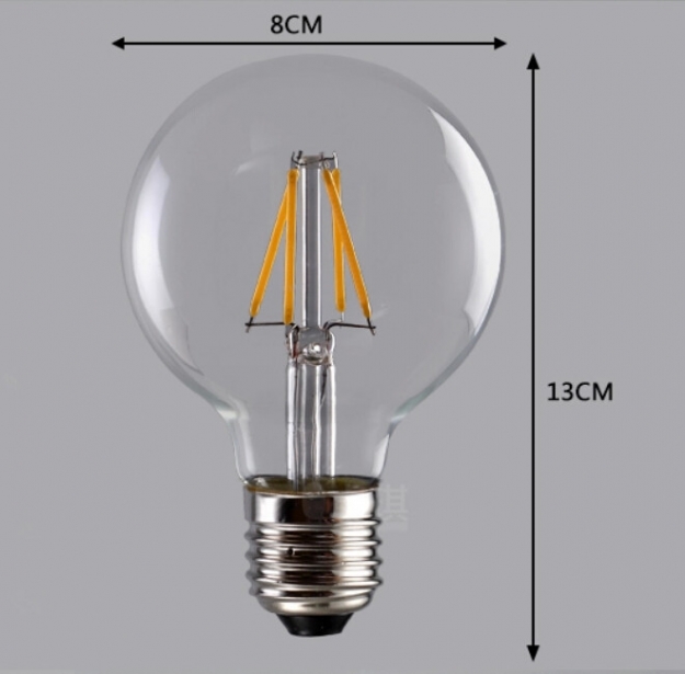 Лампа Едісона LED G80 6W 2700K диммована