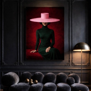 Картина на склі у рамі Woman in Pink Hat 152.5x102.5cm