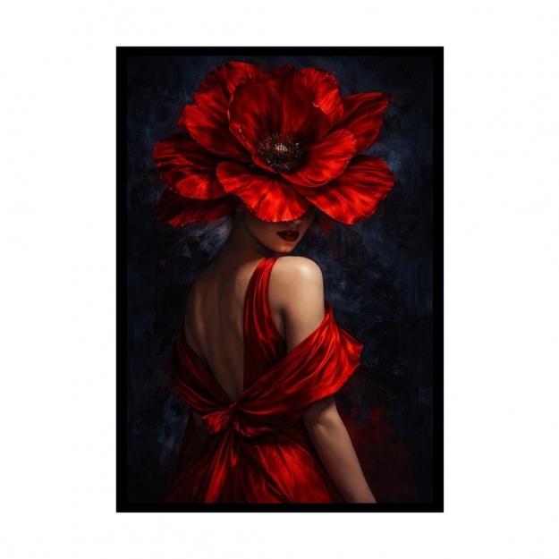 Картина на склі у рамі Woman with Red Flower 152.5x102.5cm