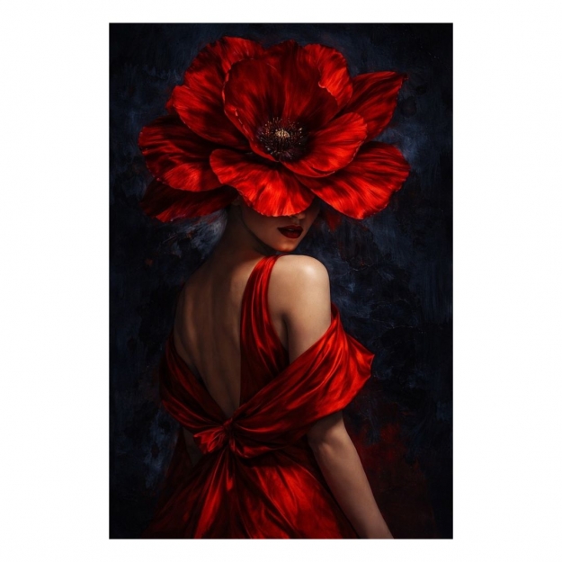 Картина на склі у рамі Woman with Red Flower 152.5x102.5cm