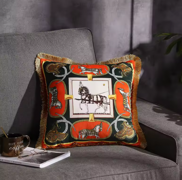 Подушка Plush Horse Orange&Green