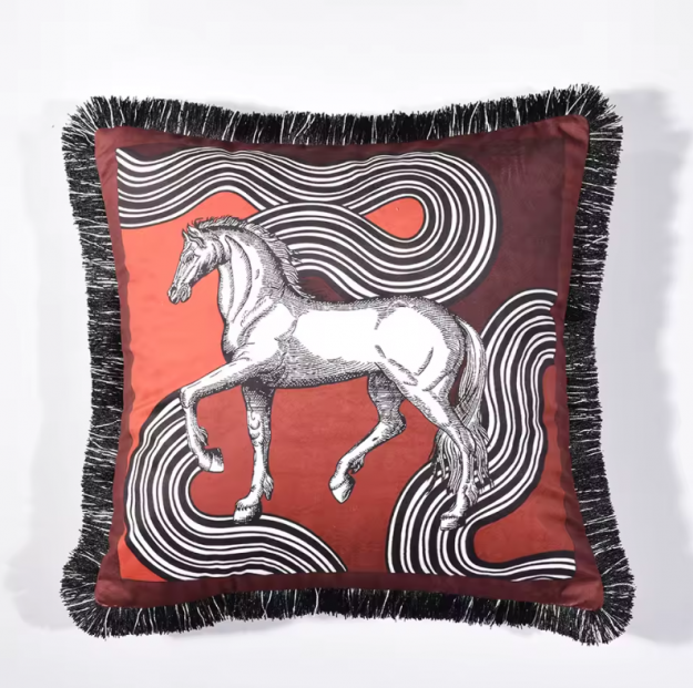 Подушка Waves Horse Wine Red