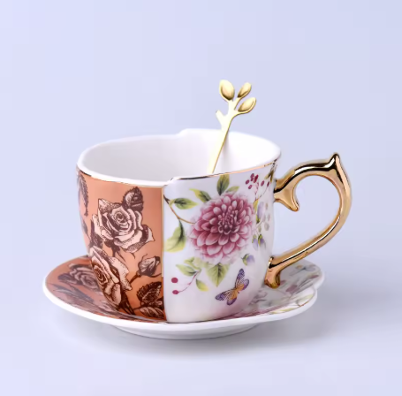 Чайний набір: чашка, тарілка і ложка Flower